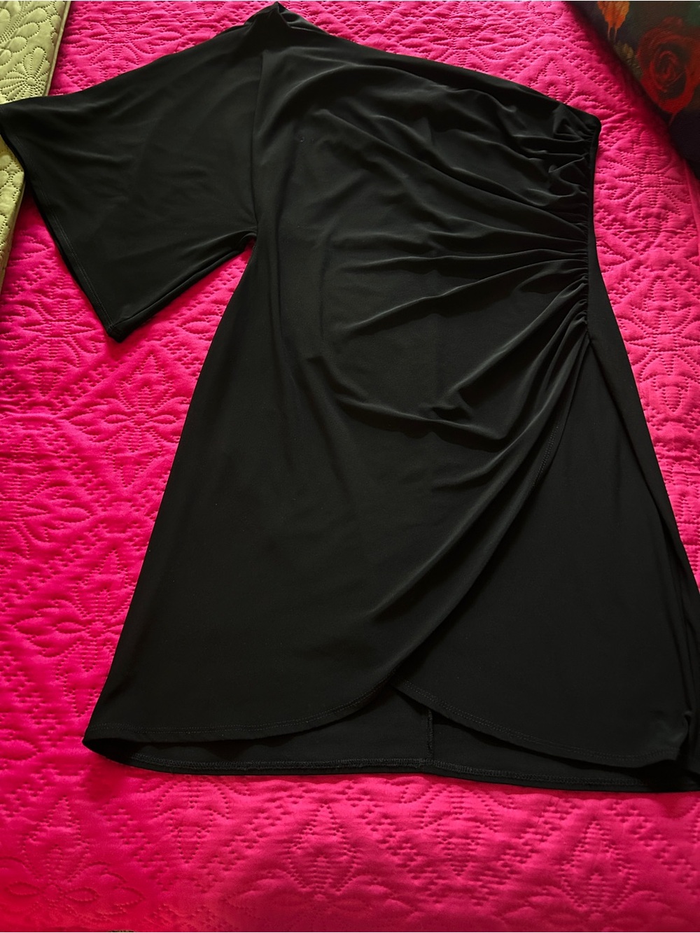 Bisou Bisou Black One-Shoulder Draped Dress
